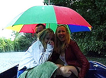 Two filthy british blonde sluts enjoying dick in the rain