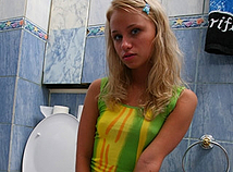 Cute blonde teen in bath room nude