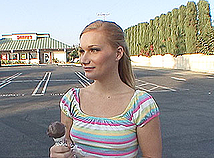 Young Blonde Licks An Ice Cream Cone Before Licking Two Huge Black Cocks